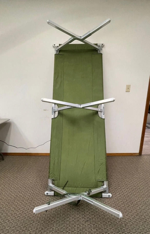 US Military Issue Compact Lightweight Foldable Aluminum Sleeping Cot - New - Image 3 of 4