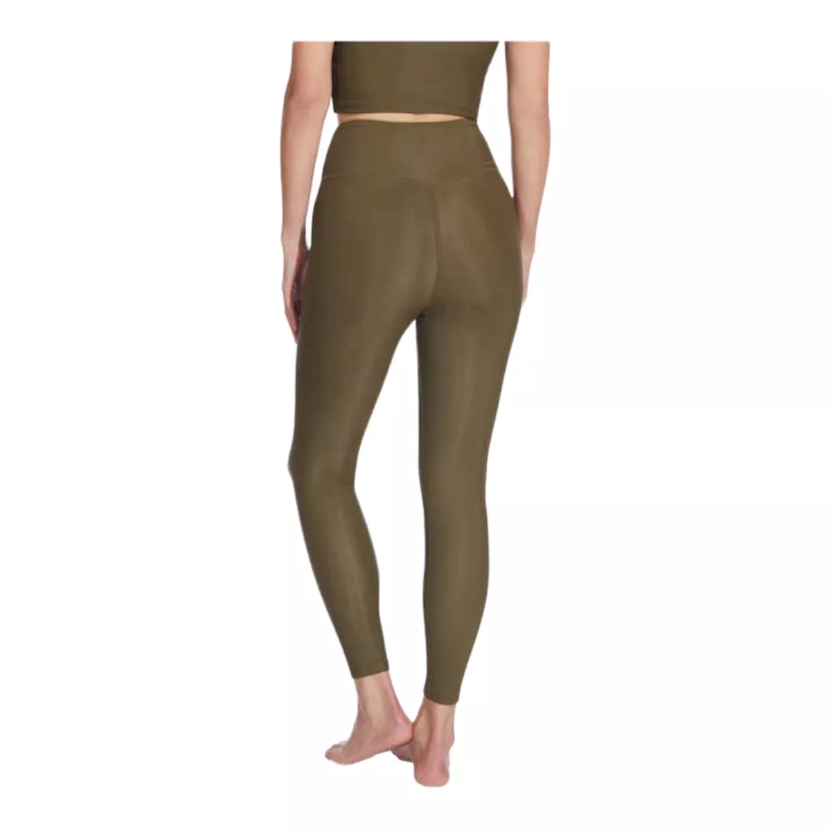 Sage Collective Ladies Ribbed Leggings Green Large 7/8 Length