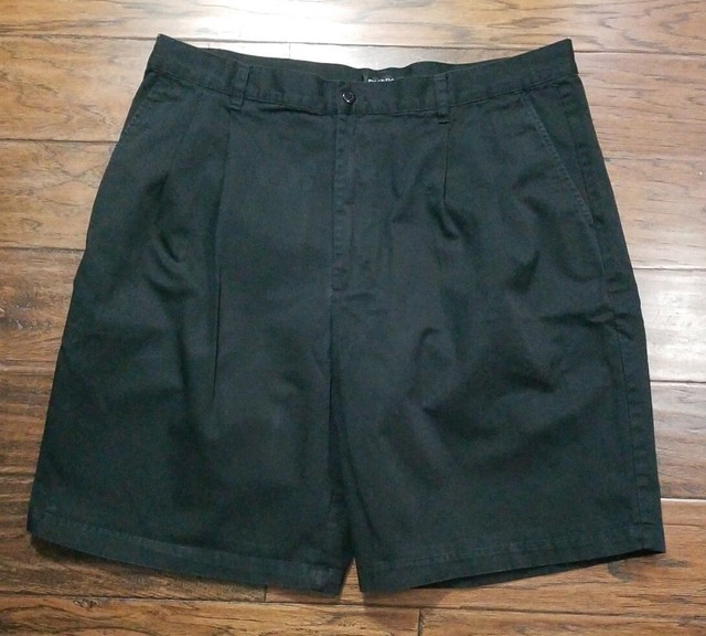 Mens DKNY Pleated Black Cotton Shorts Sz 40 (Inventory M9) eBay