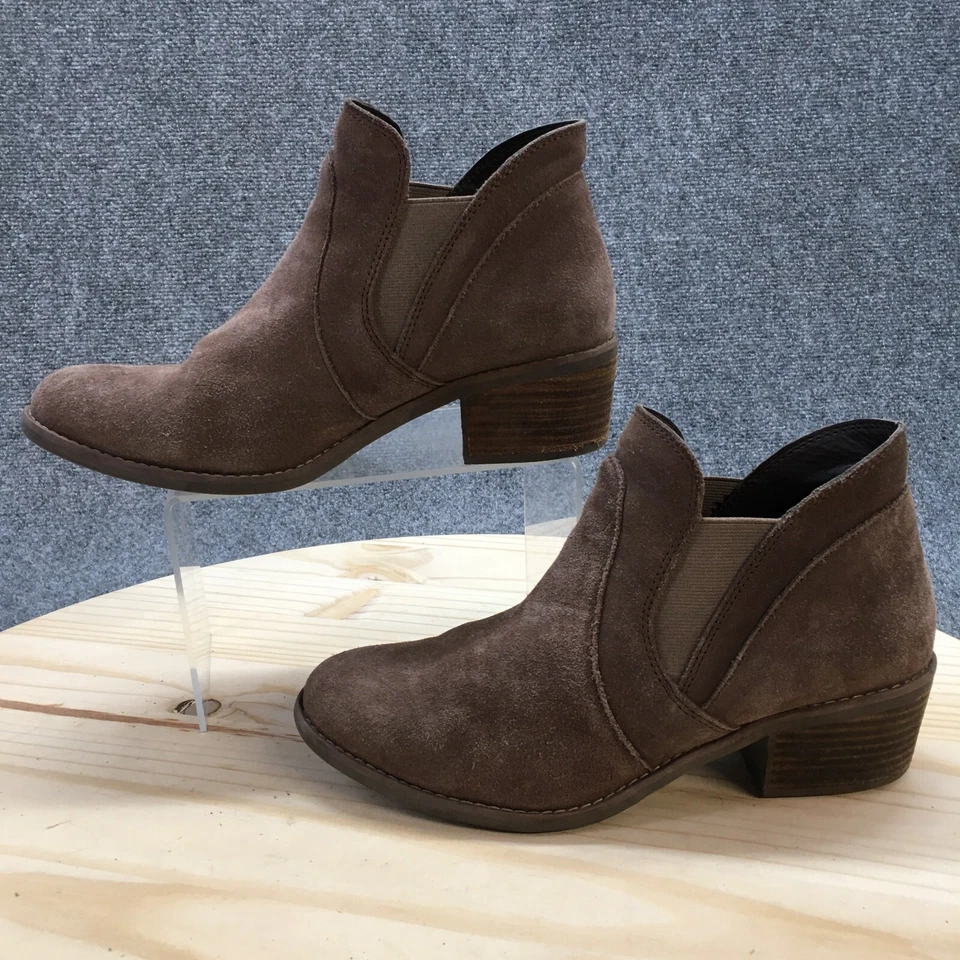 Me Too Botas Mujer 8.5 M Zasper Botines Tacones Cuero Marrón Pull On Foto 2 de 4