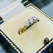 0.50Ct Round Cut VVS1 Diamond Three Stone Engagement Ring 14K Yellow Gold Finish