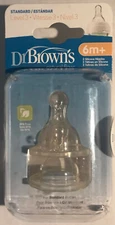 Dr. Brown's ~ Original Bottle Nipple ~ Standard ~ Level 3 ~ 6+ Months ~ 2 Pk
