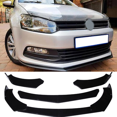 Gloss Front Bumper Lip Spoiler Splitter Adjustable Wing For VW Polo GTI Scirocco