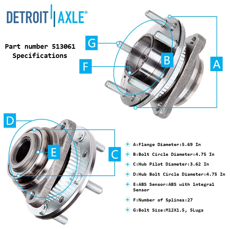 Conjunto de buje y cojinete de rueda delantera 4x4 para Chevy GMC Jimmy S10 Blazer Sonoma Foto 3 de 4