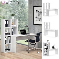 Schreibtisch Mit Regal Raumteiler Computertisch Arbeitstisch Mara Weiß Vicco