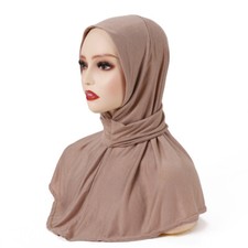 Muslim Women New Instant Jersey Hijab Full Cover Snap Fastener Head Wraps Scarf