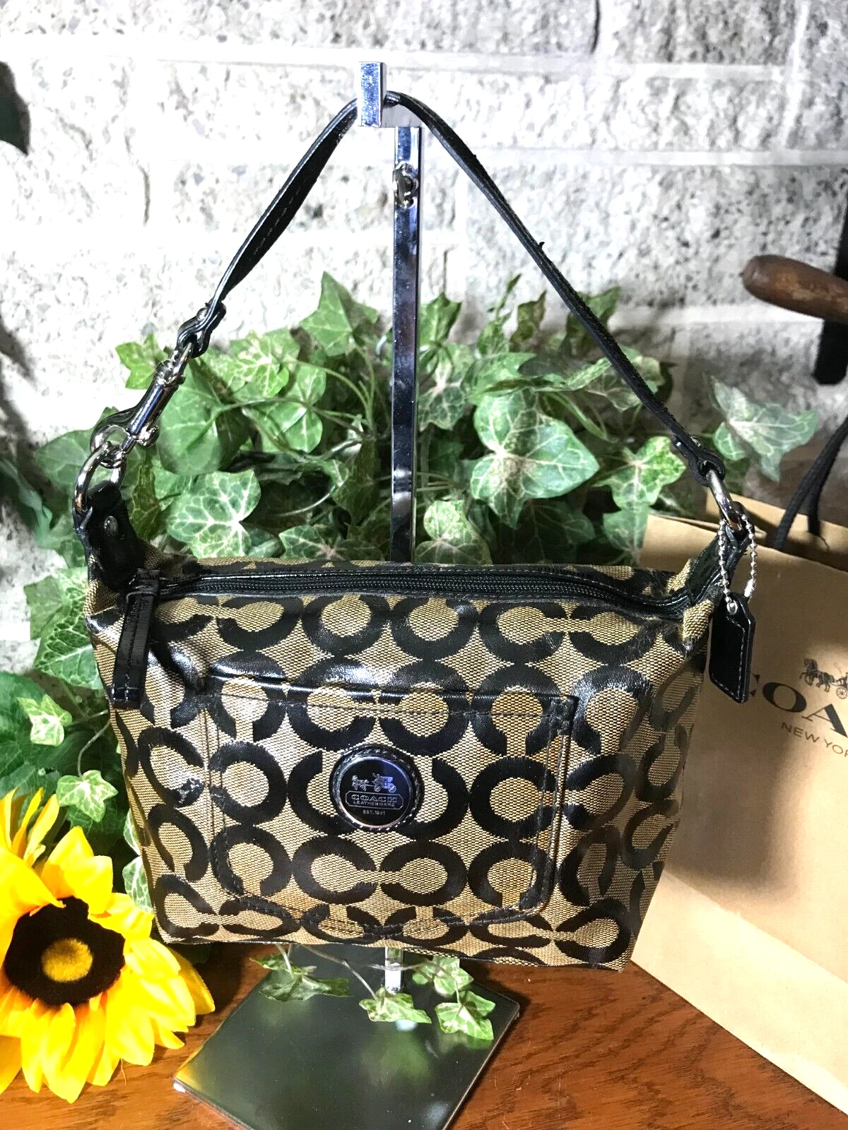 BORSA BORSETTA BORSETTA BORSETTA 43209 CON MANICO SUPERIORE IN TELA RIVESTITA COACH OP ART SIGNATURE