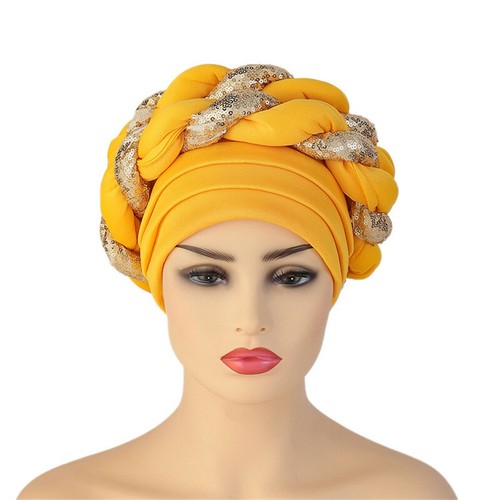 New Braid Turban Head Wrap African Women Cap Hijab Bonnet Hat Auto Gele Headtie - Picture 63 of 282