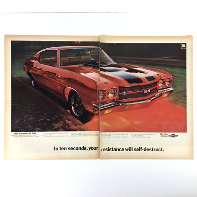 1970 Chevelle SS 396 PRINT AD 2 PAGE Ten Seconds Resistance Will Self-Destruct