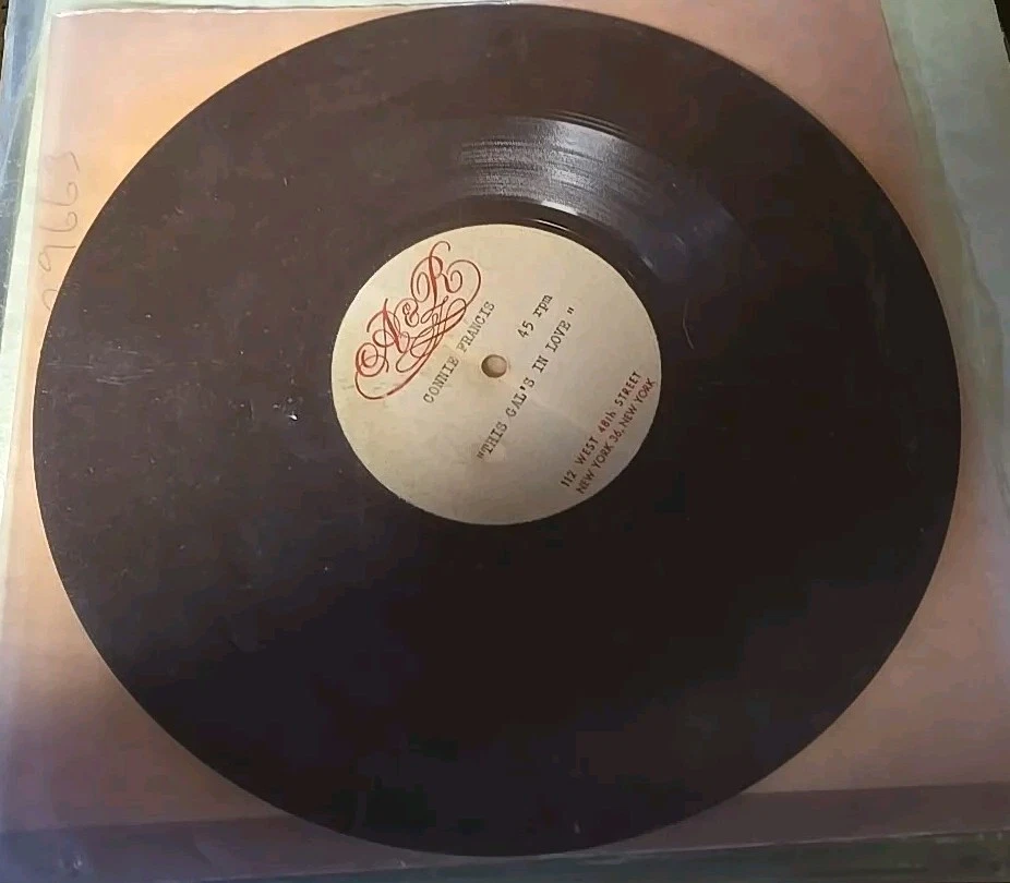 Connie Francis - Very Rare 1 Sided 10" Acetate 45rpm "This Gal's In Love" - Image 3 of 4