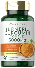 Turmeric Curcumin with Bioperine | 3000 mg | 90 Capsules | by Carlyle