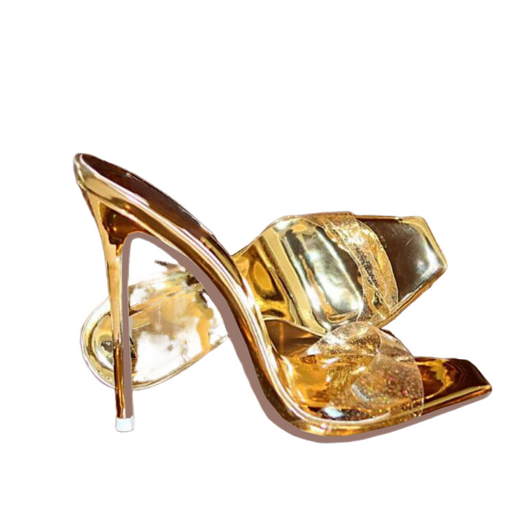 Mujeres Tacones Altos Sin Cordones Sexy Deslizables Zapatillas Mules Noche Puntera Cuadrada Sandalias