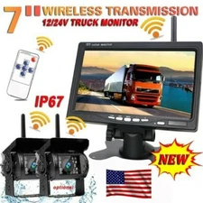 Wireless Backup Rear View Camera System 7" Monitor Night Vision For RV Truck Bus