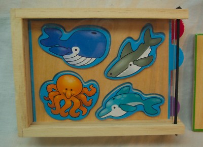 Melissa & Doug 4 MINI WOODEN PUZZLES Puzzle Pack SET Animal ZOO