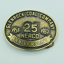 Vtg 1983 Glenrock Coal Company NERCO 25th Anniversary Solid Brass Buckle