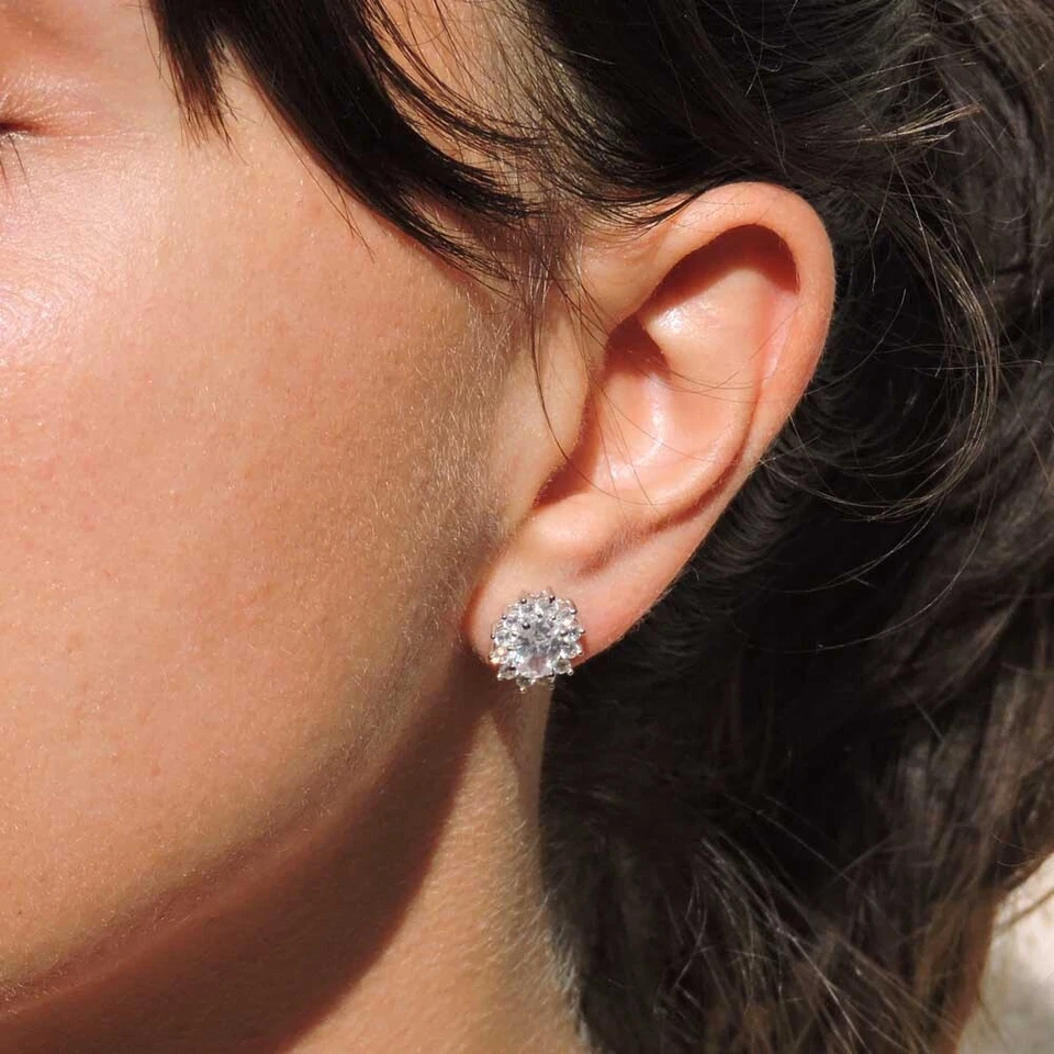 Orecchini in Argento 925 con Zircone Bianco Ovale da 5x7 mm - Immagine 4 di 4