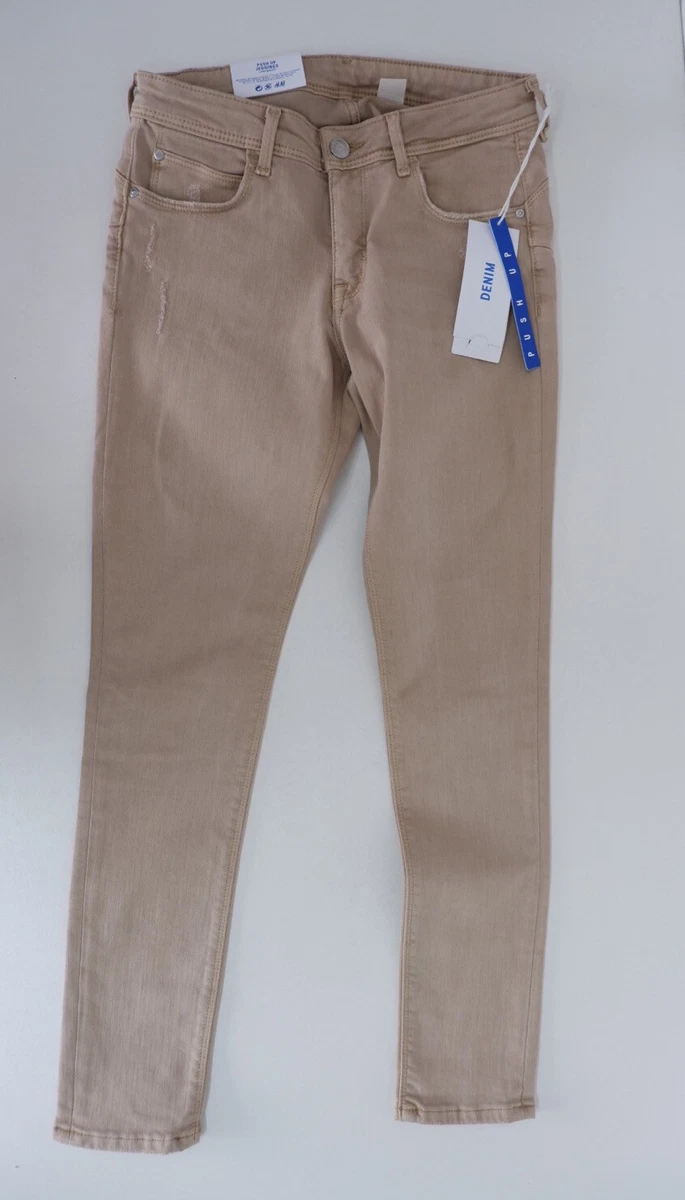 H&M Womens Push Up Jeggings Low Waisted Size 27/28 Beige Pants Jeans BNWTS