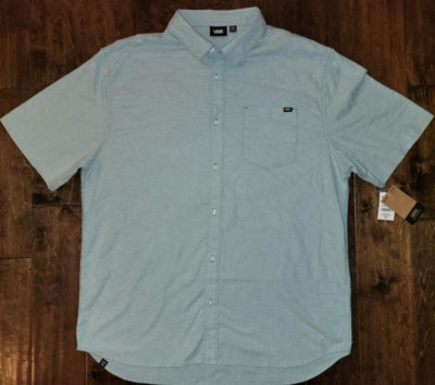 $60 Vans Yarn Dyed Woven Knit Shirt Chambray Blue Mens Size XXL Short Sleeve NEW