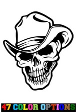 Vinyl Decal Truck Car Sticker Laptop - Zombie Horror Halloween Cowboy Skull