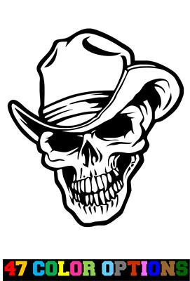 Vinyl Decal Truck Car Sticker Laptop - Zombie Horror Halloween Cowboy Skull
