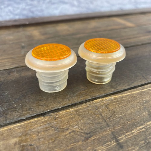Vintage Reflector Bar End Plug Orange Drop Bar Handlebar Caps Muscle Yellow A4