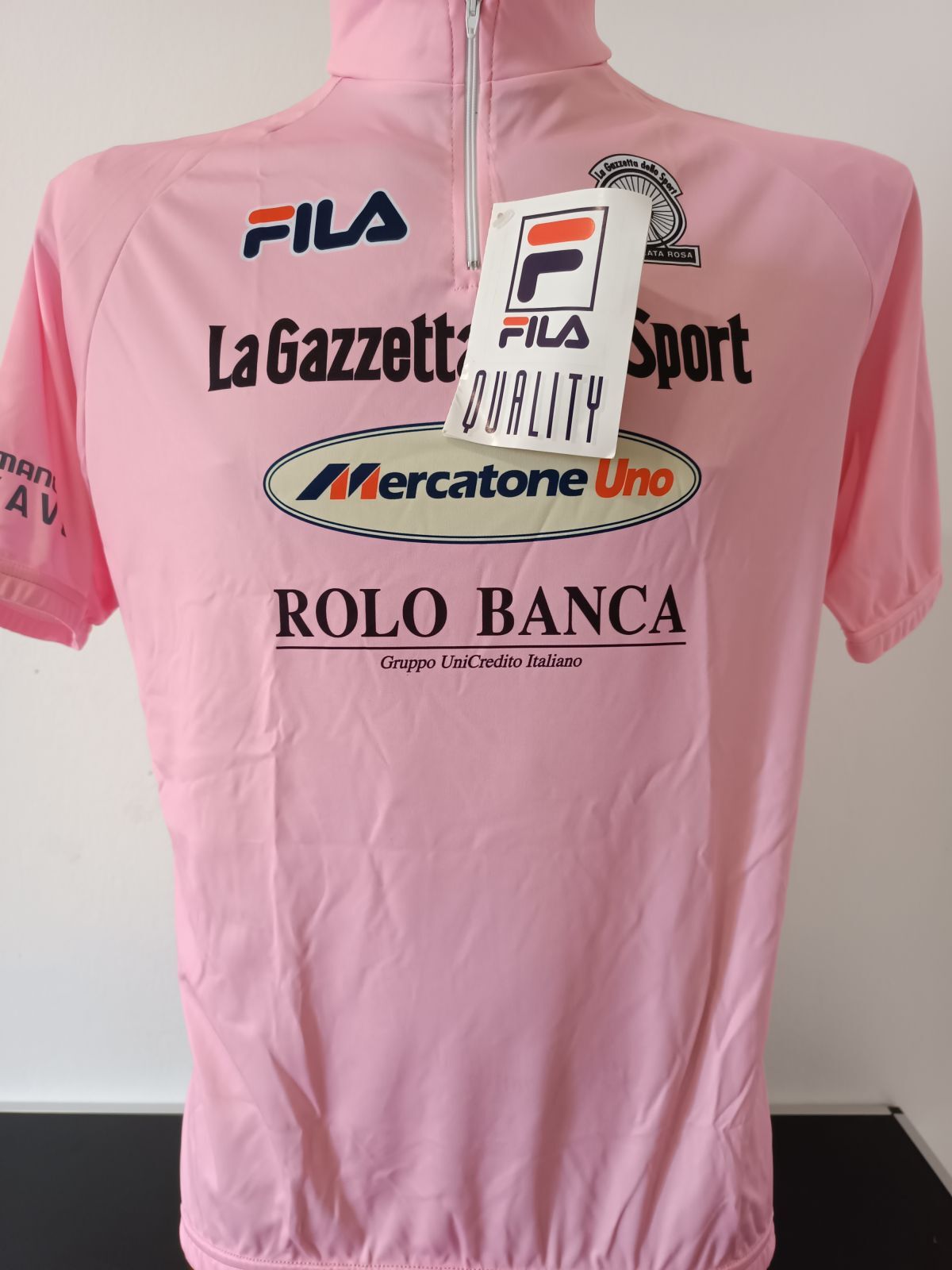 MAGLIA ROSA CICLISMO NUOVA CON CARTELLINO FILA MERCATONE UNO ROLO BANCA TG XXXXL