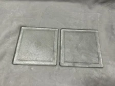 2 Glass Candle Holder Clear Transparent square Candle Plate