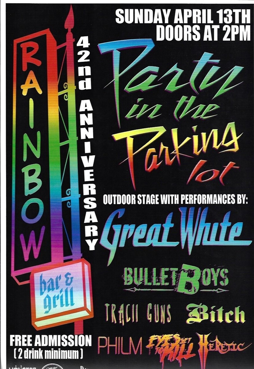 Rainbow Bar and Grill 42nd Anniversary Party Concert Poster