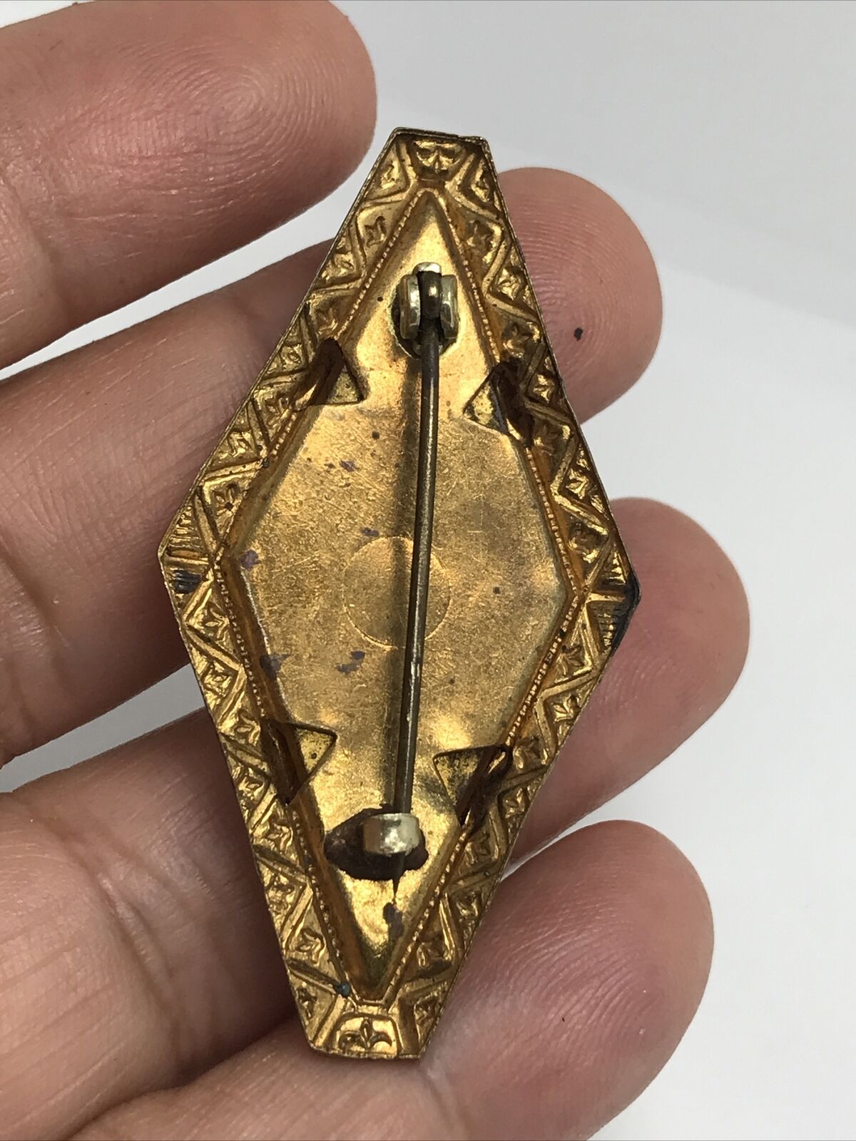 antique art deco Carved glass brooch - image 5