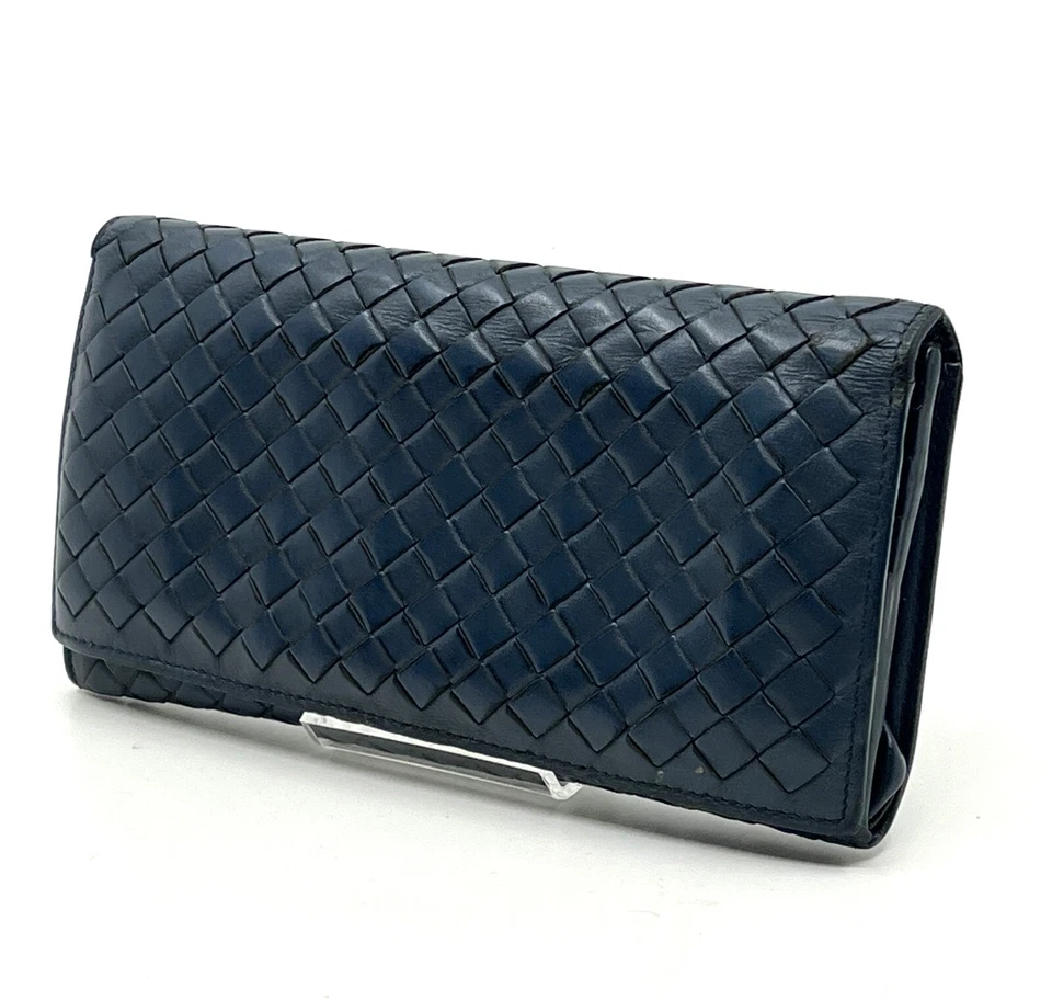 Bottega Veneta Intrecciato Cartera Larga Cuero Marino Auténtica De Japón Foto 3 de 4