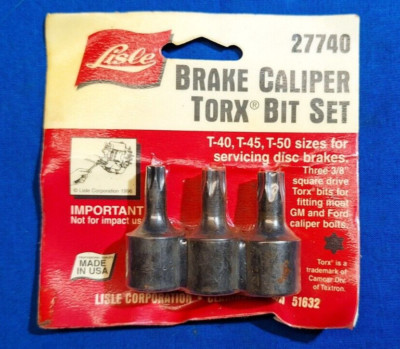 Lisle 27740 Brake caliper Torx bit set 3/8'' drive T40, T45, T50