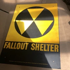 FALL OUT SHELTER / Bomb shelter SIGN original USGI USA cold War Era