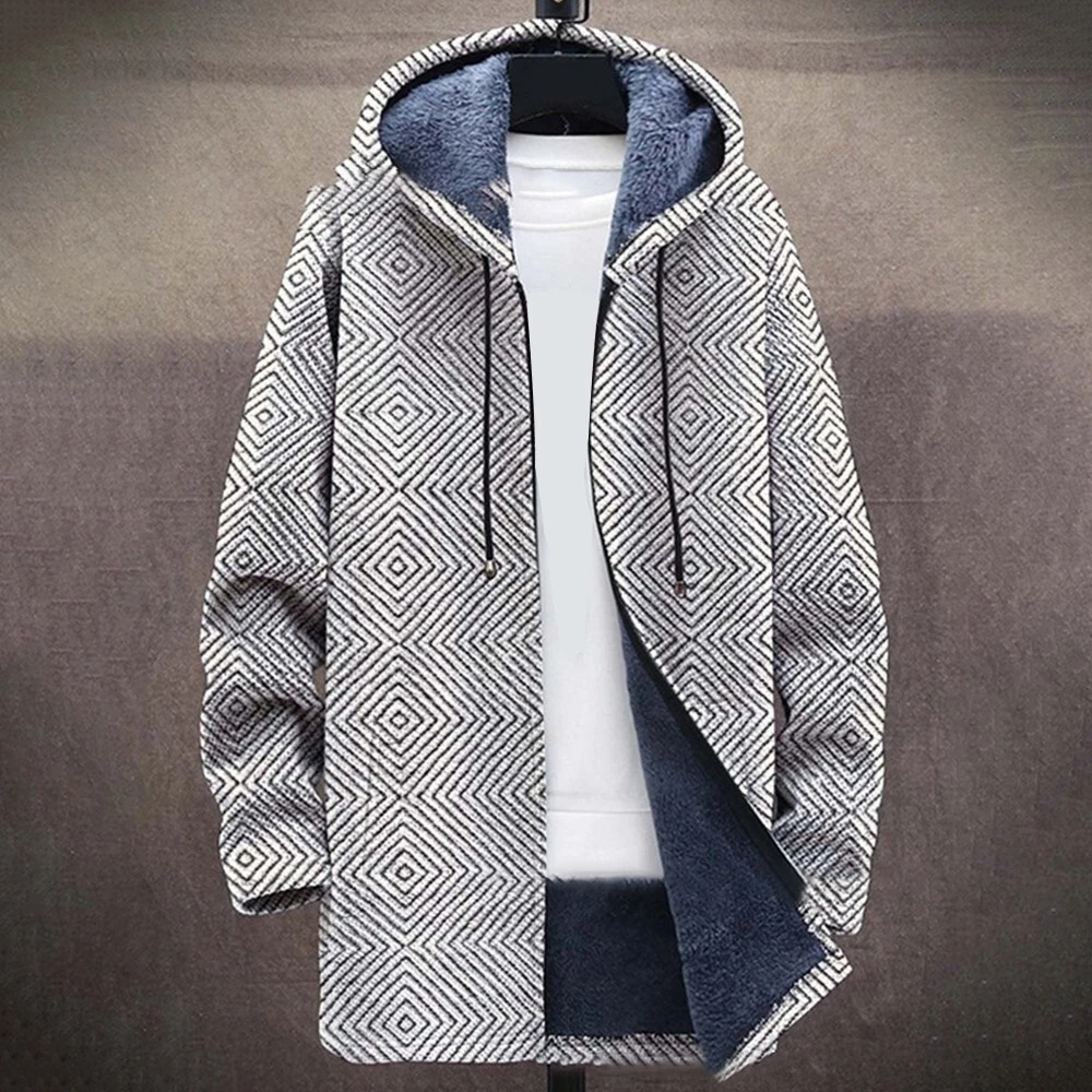 Hommes Ado pais Chaud Doubl Polaire Capuche Veste Hiver Zip