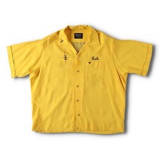 Vintage 50'S-60'S King Louie open-collar rayon bowling shirt boxy made in th...