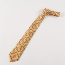 HERMES Neck tie Silk Yellow Green Logo japan seller N1226 XY202