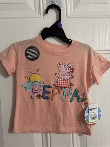 Peppa Pig Toddler Short Sleeve Crewneck Tee, Size 12M - Afbeelding 1 van 5