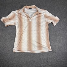 Vintage Joel Cal-Made Polo Shirt Men  s L Beige Geometric Retro Disco 70s Single
