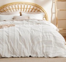 Bedsure Cotton Duvet Cover Queen - Tufted Arch Design Beige 90x90 No Comforter