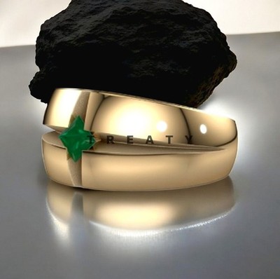 Emerald Round Cut With 14k Yellow Gold Ring For Men's #509 #
