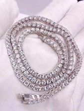 28Ct Round Cut Lab Created Diamond Tennis Necklace 14K White Gold Plated 18"