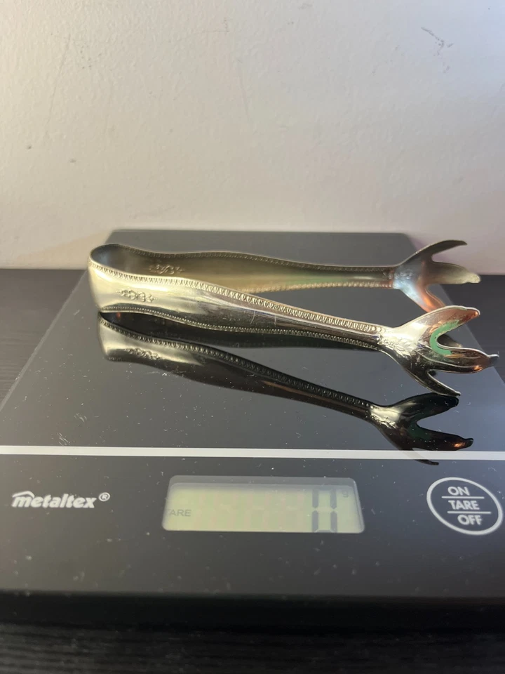 Pinze ghiaccio in argento 800, ad artiglio, stile impero, lunghe cm. 14. - Immagine 4 di 4