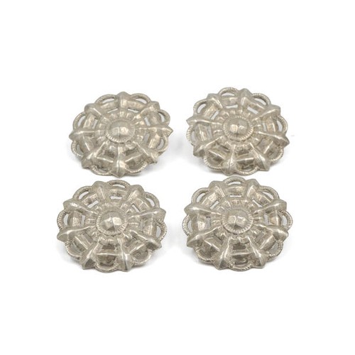 4 silver buttons snowflake costume buttons antique silver buttons 27 mm
