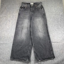 Urban Outfitter BDG WIde Leg Jeans 30 x 29.5 Pants Baggy Black Faded Y2K Grunge