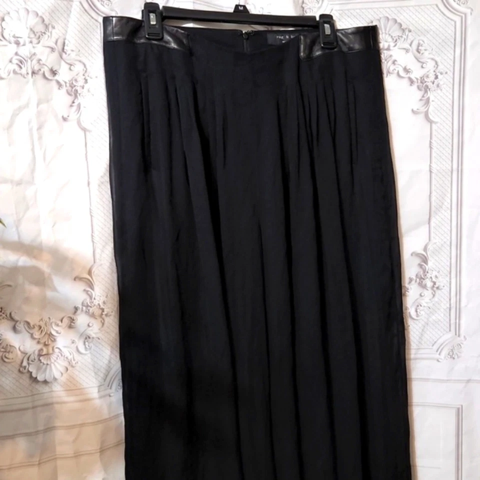 Rag and Bone Silk and Lamb Leather Palazzo Pants 12 - Image 4 of 4
