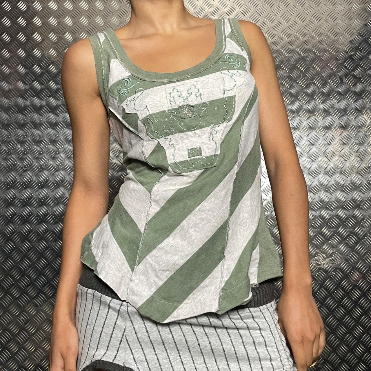 Marithé + François Girbaud Patchwork Striped Tank… - image 1