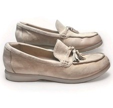 Clarks Suede Loafers Womens Size 7 D Narine Edge Sand Beige Slip On Smart Casual