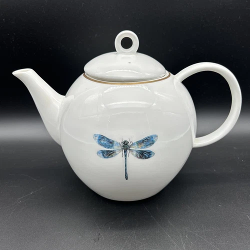 Gilitzer Porzellan Blue Dragonfly Teapot Germany Bone China Excellent Condition