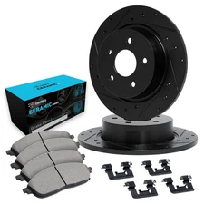For Mazda 626 88 eLINE Series Drilled & Slotted Rear Brake Kit w Ceramic Pads