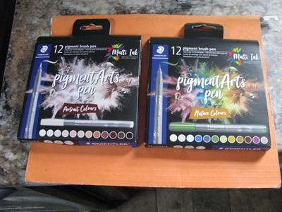 Brand New- Staedtler Pigment Brush Pen  Nature & Portrait Colors, Pack of 12 x 2