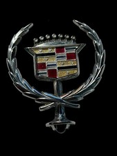 Vintage Cadillac Crest Wreath Hood Ornament 1960 1961 1962 Deville Fleetwood Oem